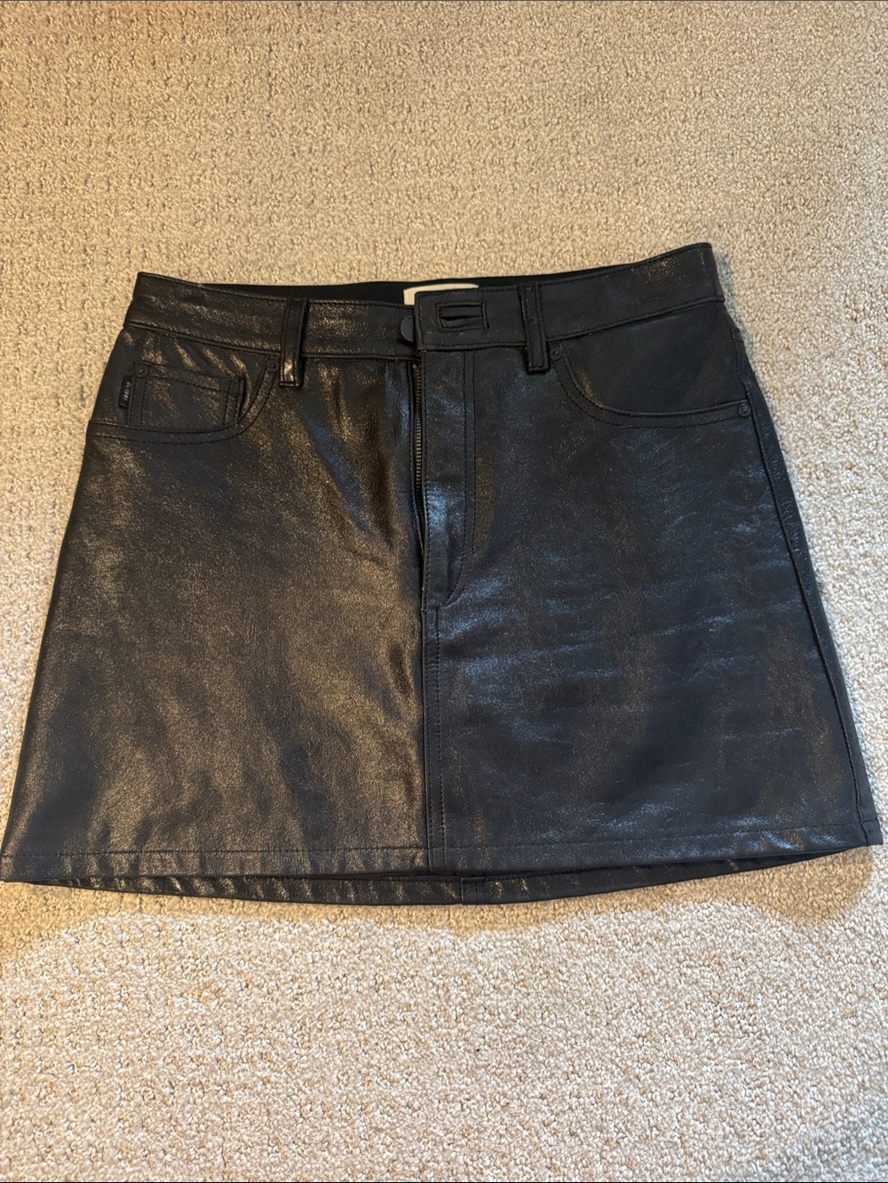 DL 1961 Black Leather mini skirt